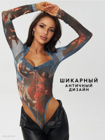 Боди y2k с длинным рукавом с бантиками