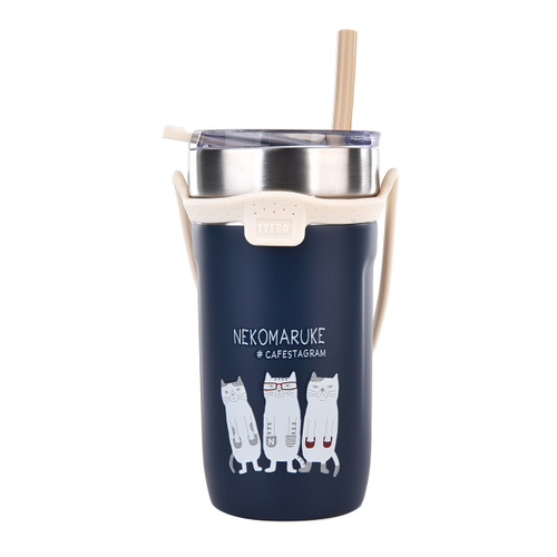 Термокружка / Кофейный термостакан Cusgutte Cafe "NEKOMARUKE", глубокий синий, 23-6710-2, KUSUGURU