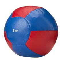 Медбол 3C147-K64, 5кг, иск.кожа, наполнитель резиновая крошка, диам. 21 см, маш сшивка, сине-красный