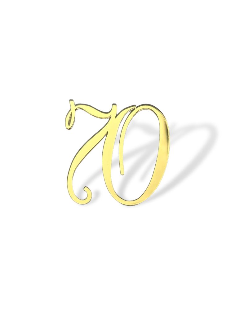 Топпер на торец &quot;70&quot; 5,5 см, каллигр. акрил золото