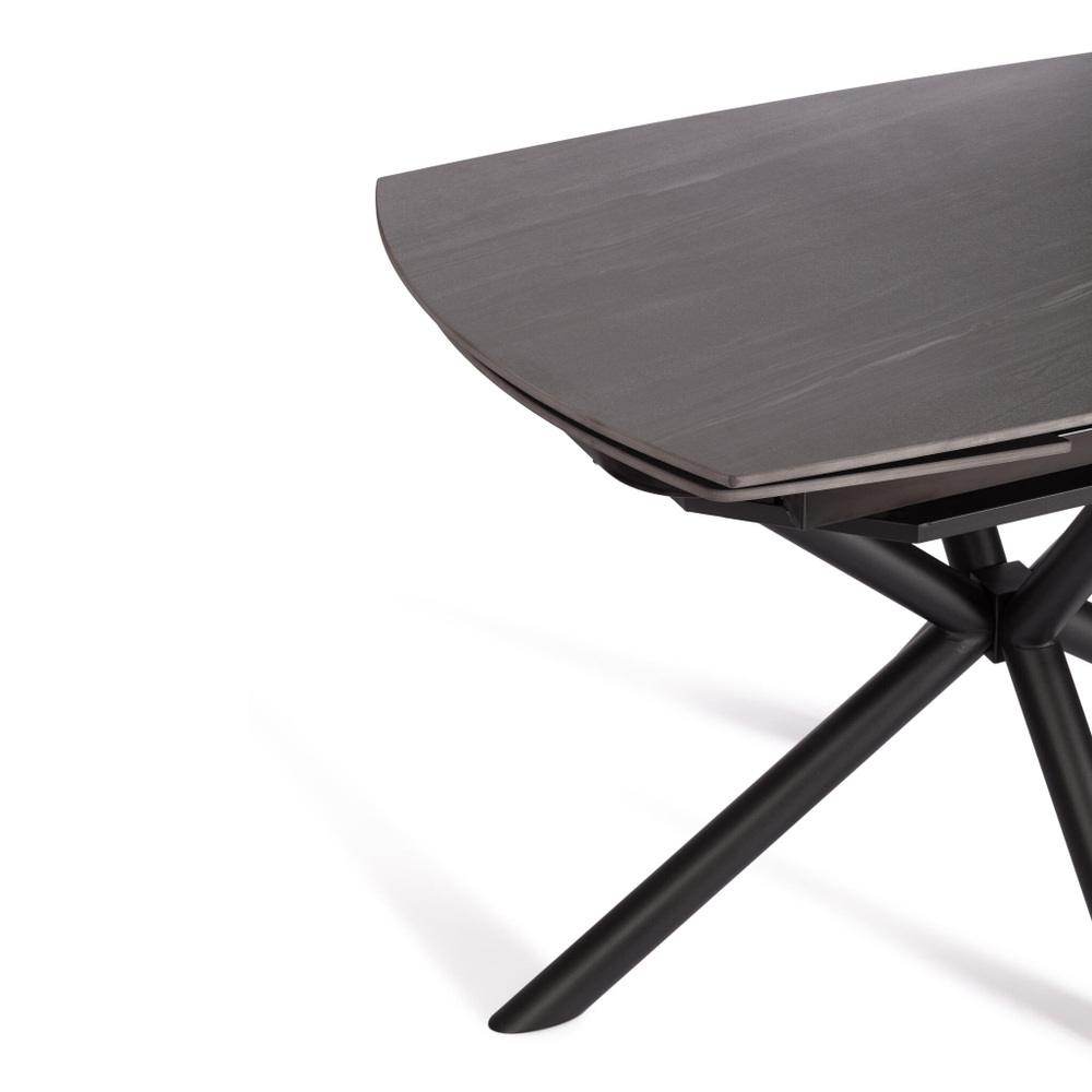 Стол обеденный Winston/Винстон столешница керамика (матовая) /опоры металл, темно-серый/черный, (120+30+30)x80x75(+1) см