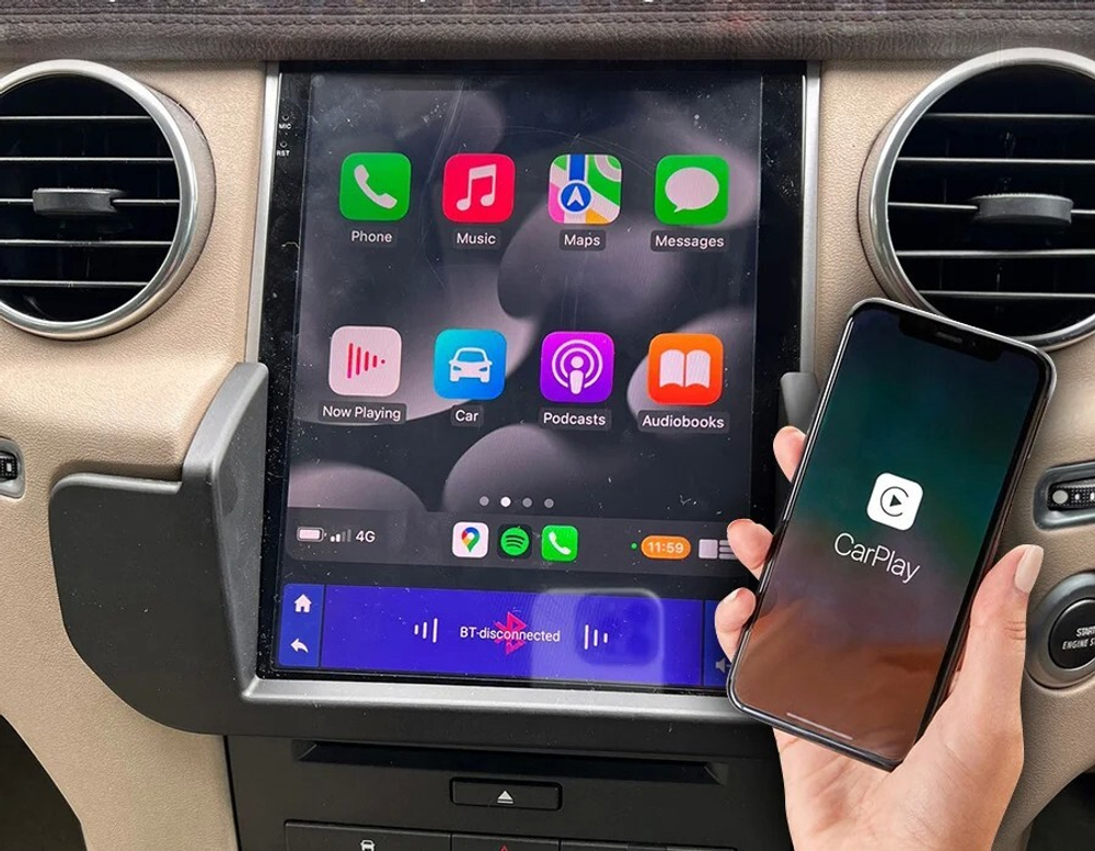 Магнитола для Land Rover Discovery 4 2009-2016 L319 (Denso / Bosch) - Carmedia NH-R1005-2 монитор 9.7" в стиле "Тесла", Android 10, 6Гб+128Гб, CarPlay, 4G SIM-слот