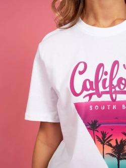 Футболка калифорния california оверсайз белая