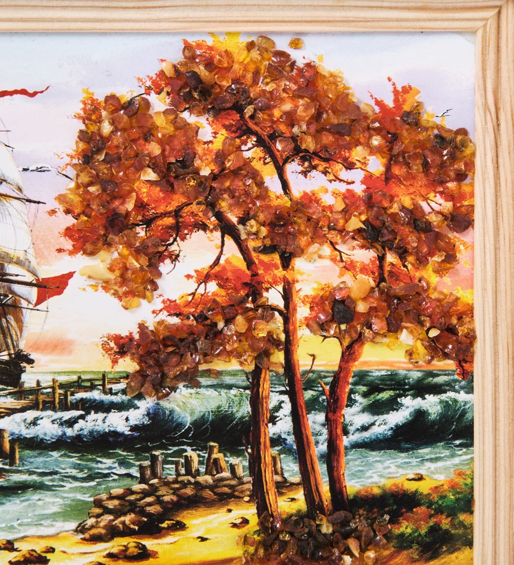 AMB-03/55 Картина «Красота природы» (с янтарной крошкой) H-32см