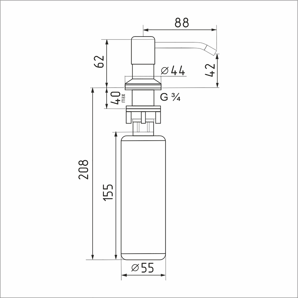 Дозатор для жидкого моющего средства MIXLINE ЗОЛОТО объем 330 мл