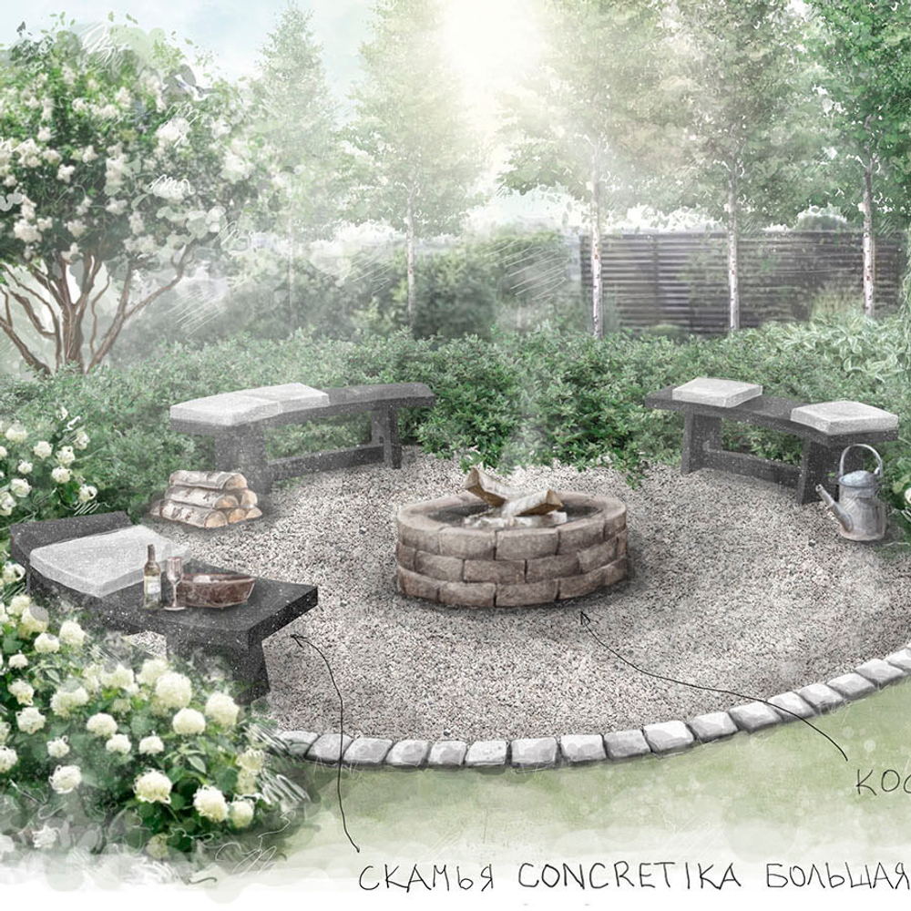 Скамья для костровой зоны ФОРМА 180 (Concretika)