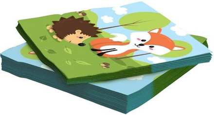 Салфетки, Лесные зверята, 33*33 см