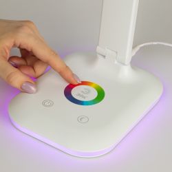 Настольный светильник ЭРА NLED-502-11W-W светодиодный с RGB ночником белый | Светодиодные настольные лампы