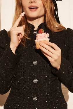 Жакет с кисточками из твида в пайетку