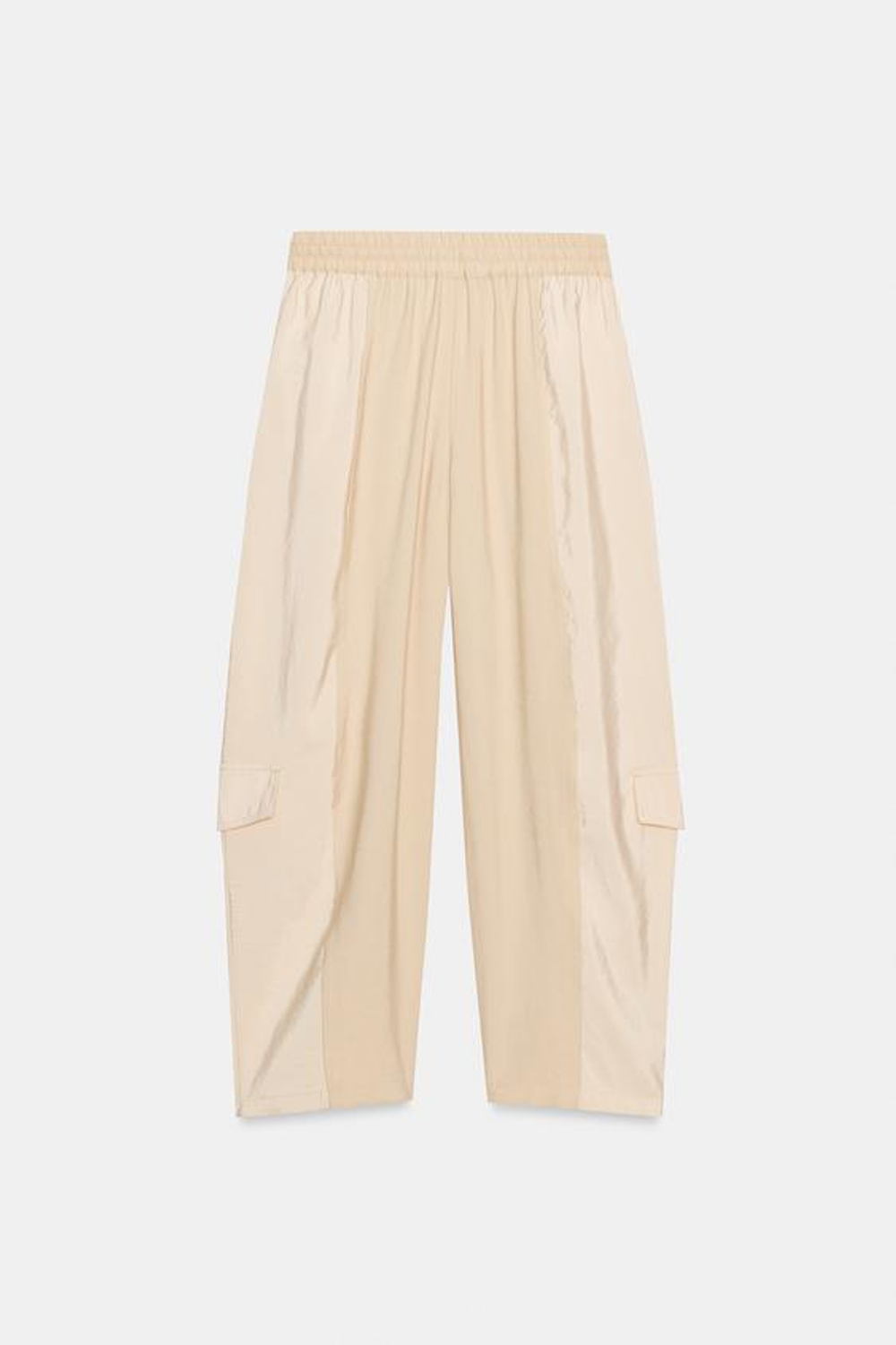 ZARA БРЮКИ BARREL КОМБИНИРОВАННЫЕ, ПЕСОЧНЫЙ МЕЛАНЖ