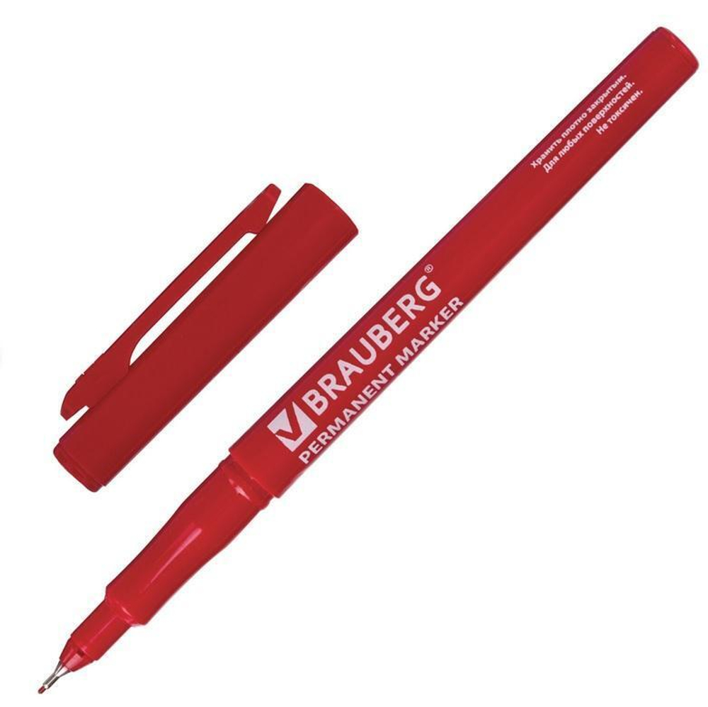 Маркер перманентный 0,8мм красный "Super Slim" (BRAUBERG)