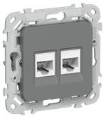 FLITE Розетка 2-местная компьютерная RJ45 категория 5Е UTP РК5е-2-0-ФлМА мокрый асфальт IEK