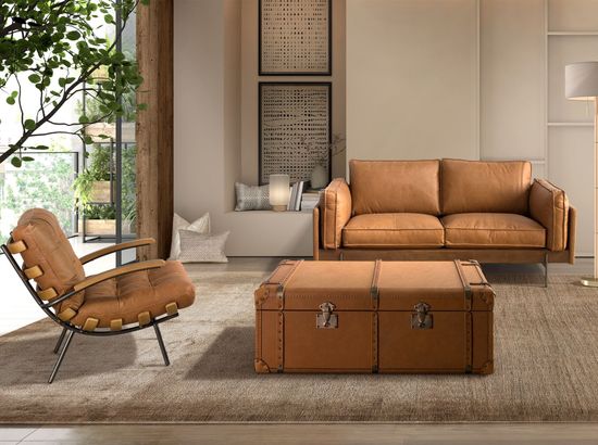 Кресло 5153 из коричневой кожи с подлокотниками из ясеня Испания 