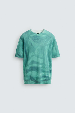 ZARA ТРИКОТАЖНАЯ ФУТБОЛКА С ГРАФИЧЕСКИМ ПРИНТОМ © OTIS KWAME KYE QUAICOE, СИНИЙ