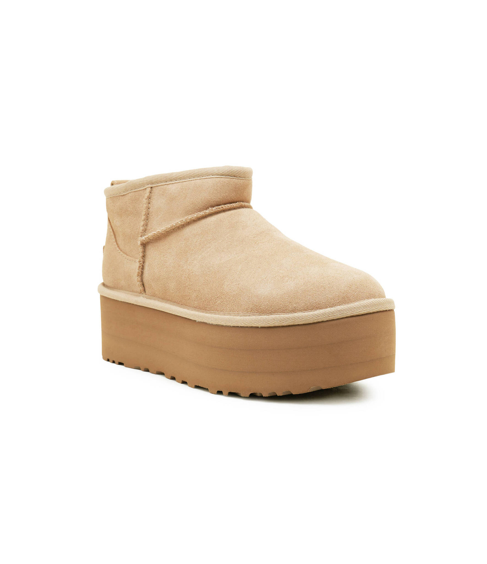 Кожаные угги w classic ultra mini UGG - бежевый(1135092)