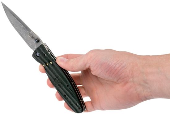 Складной нож Mcusta Nobunaga Oda Damascus MC-0181D c клинком из стали VG-10 San Mai (Laminated Stainlesss Damascus) рукоять микарта