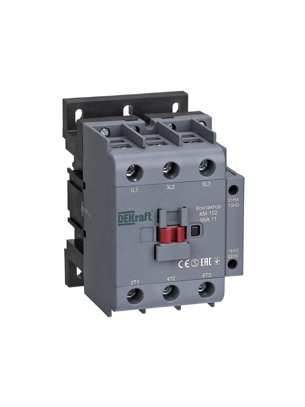 Контактор КМ-102 3п 95А кат. 230В AC 1НО+1НЗ AC-3 AC-4 DEKraft 22010DEK