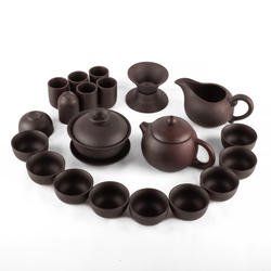 242140.2 Сервиз ИСИН "Сиши" чай-к, гайвань, 10 пиал, сливник, 6 ст-в, сито, керамика БЕЗ КОРОБКИ