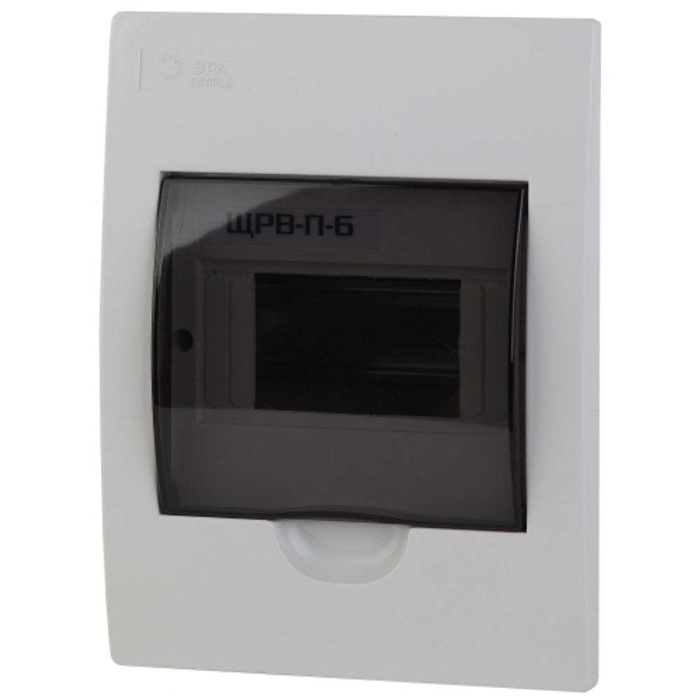 Корпус пластиковый встраиваемый ЭРА SIMPLE ЩРВ-П-06 IP41прозрачная крышка белый | Корпуса пластиковые распределительные