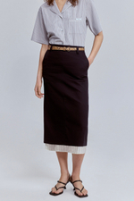 Юбка прямая с контрастной подкладкой