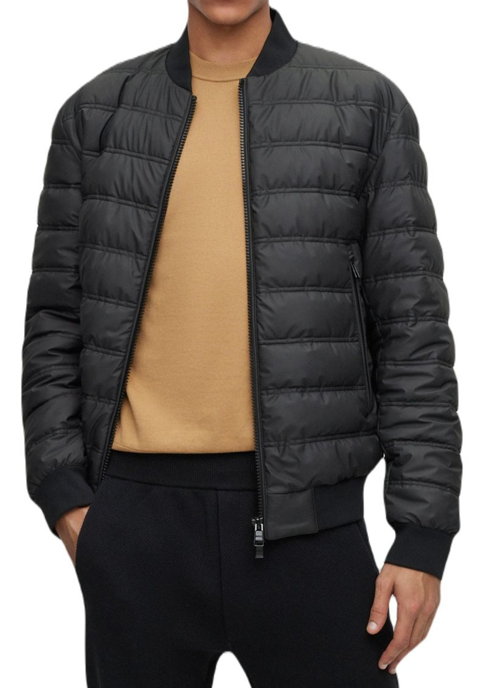 Куртка теннисная BOSS x Matteo Berrettini Water-Repellent Puffer Jacket With Two-Way Zip - black