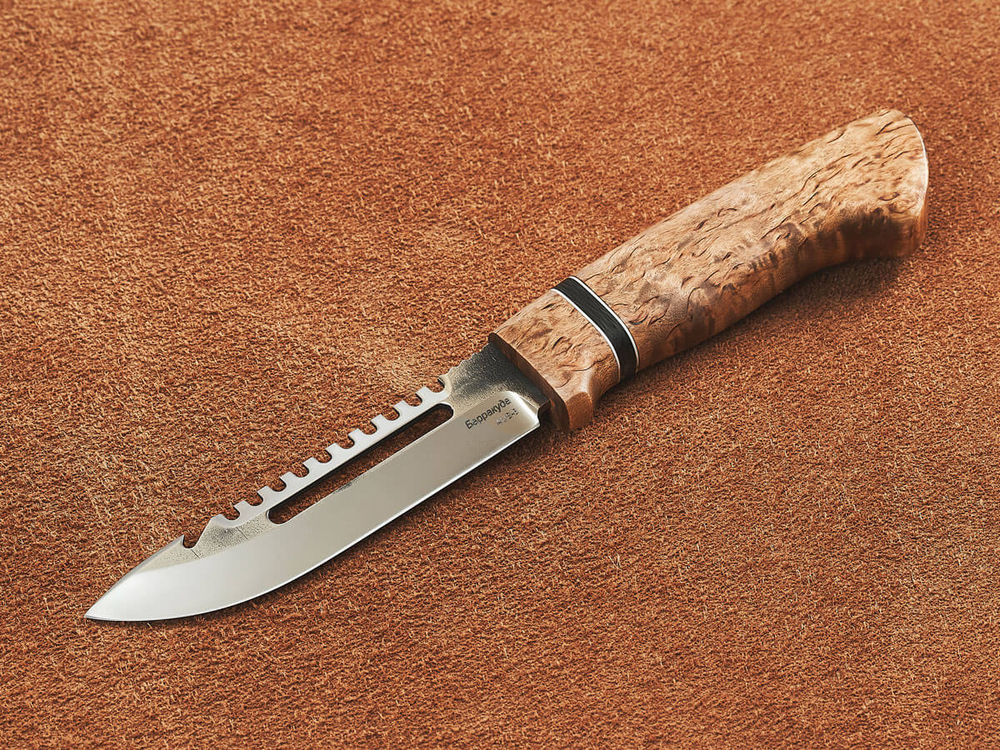 Рыбацкий нож "Барракуда", сталь AUS 8, рукоять стабилизированная карельская береза