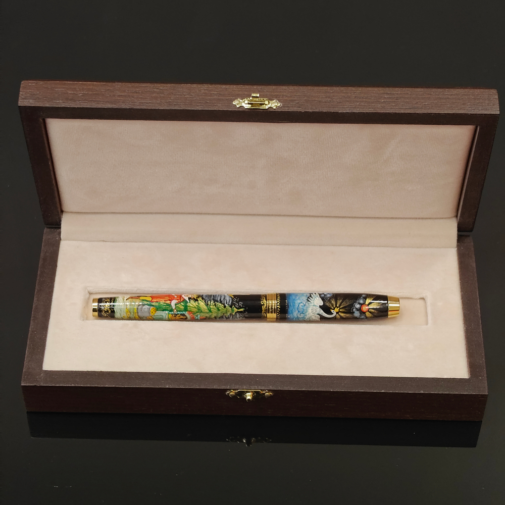 Ручка с ручной росписью Палех "Сказка о царе Салтане" в футляре