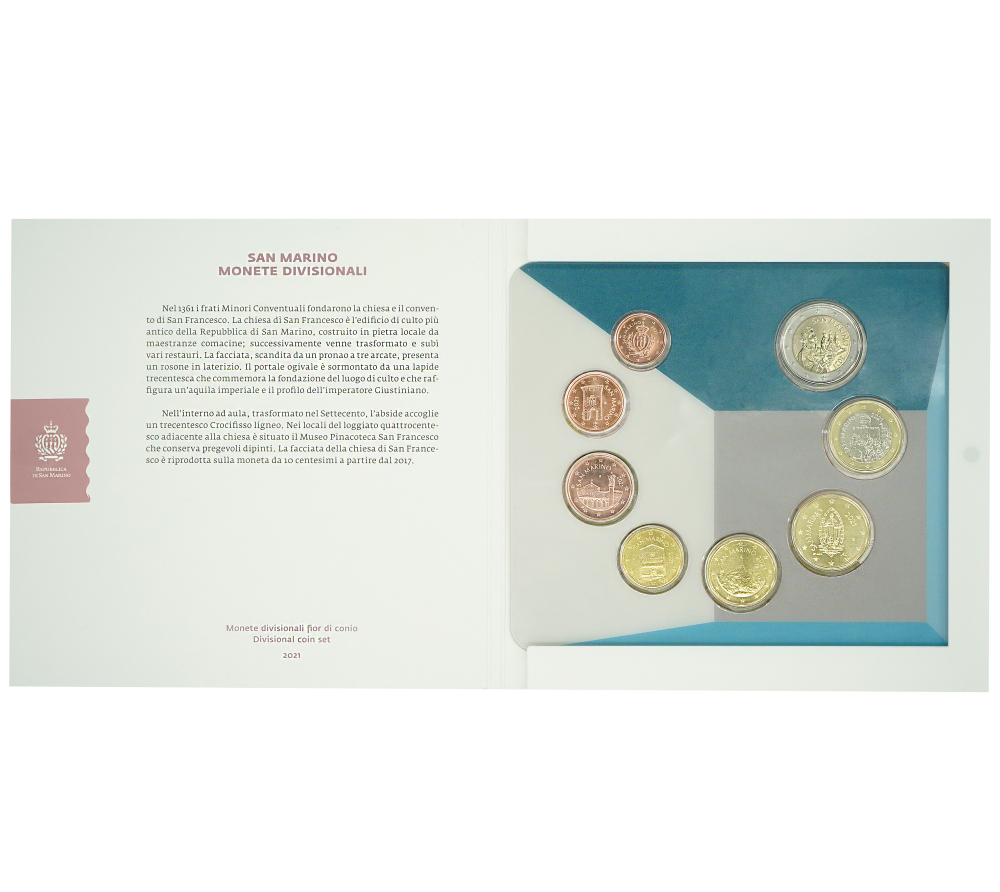 San Marino 2021 BU Set - Complete Euro Coin Collection