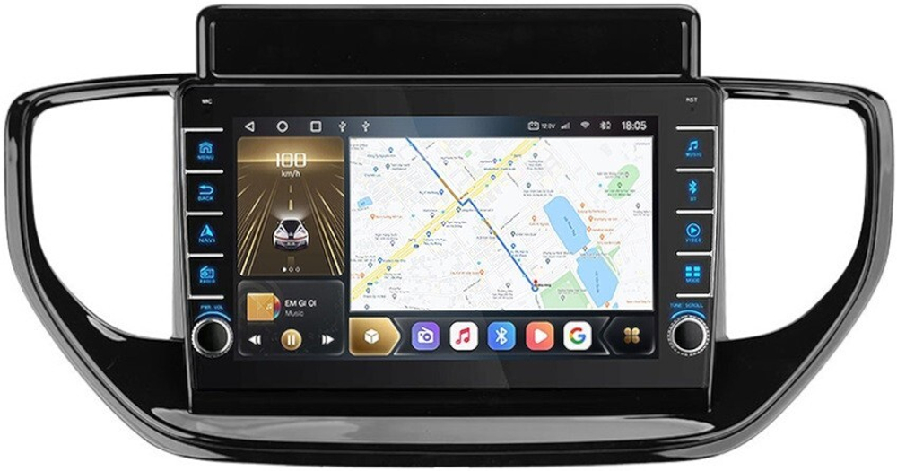 Магнитола для Hyundai Solaris 2 2020-2022 (штатная навигация) - Carmedia OL-9714 (кнопки и крутилки), Android 12, TS10, CarPlay, 4G SIM-слот