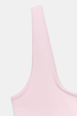 ZARA ТОП В РУБЧИК НА БРЕТЕЛЯХ, ПАСТЕЛЬНО-РОЗОВЫЙ