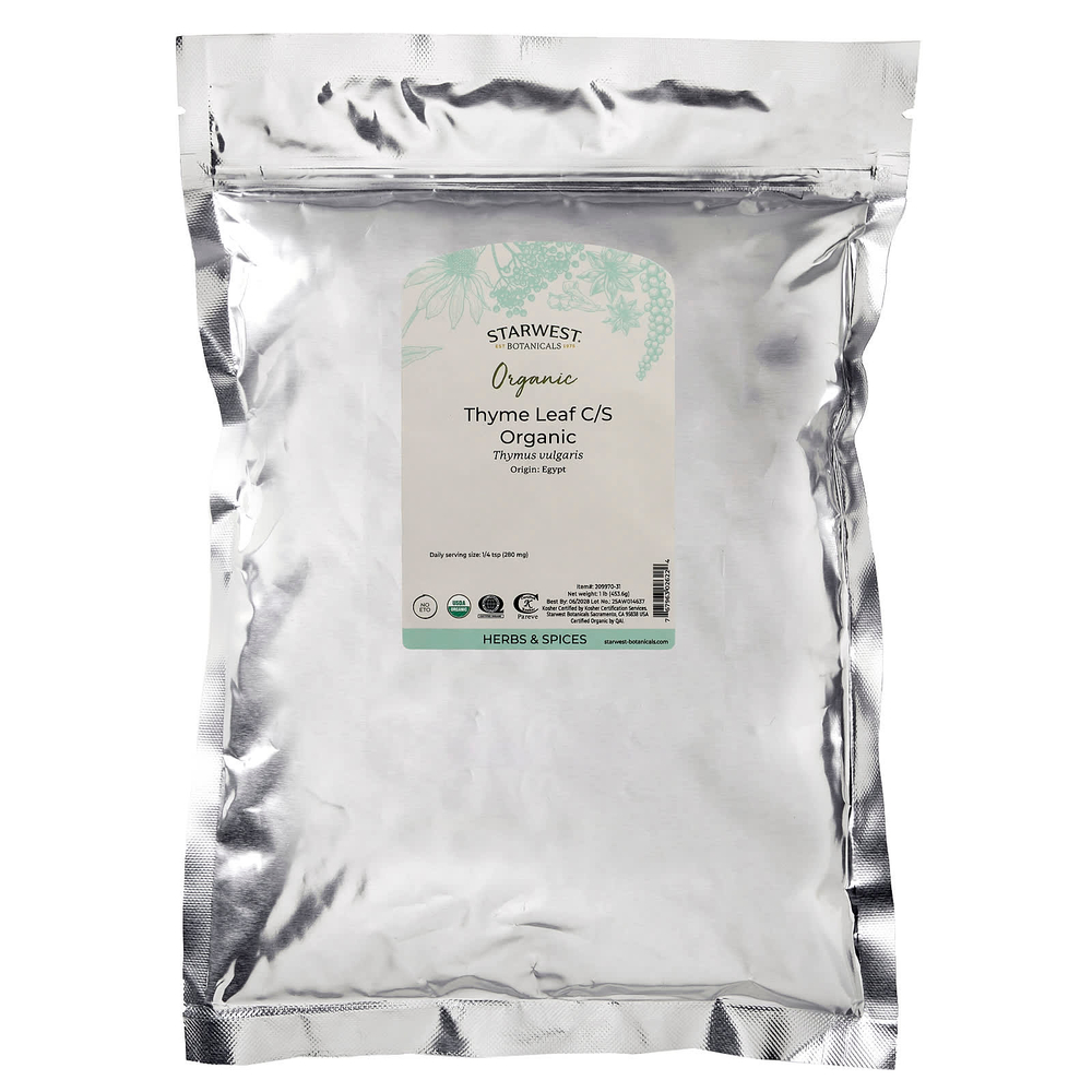Starwest Botanicals, Органический лист тимьяна C/S, 1 фунт (453,6 г)