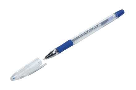 Ручка шариковая Model-XL Original Brauberg синяя 0.7мм с резиновым упором корпус прозрачный пластиковый масляная