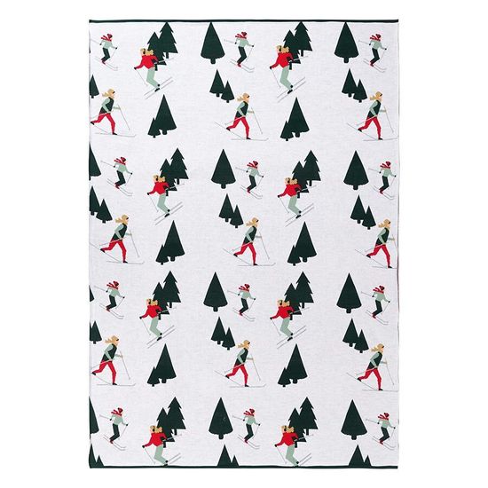 Плед из хлопка с новогодним рисунком let's ski из коллекции new year essential, 130x180 см