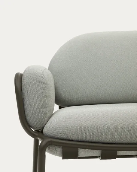 Уличный диван Joncols из серой ткани и зеленым алюминиевым каркасом 225 см