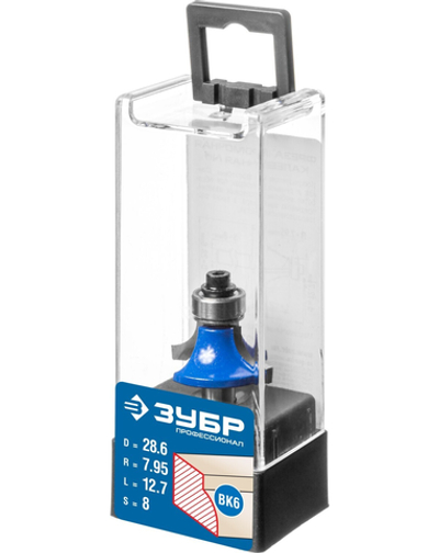 ЗУБР 28.6 x 12.7 мм, радиус 8 мм, фреза кромочная калевочная №1, Профессионал (28701-28.6)