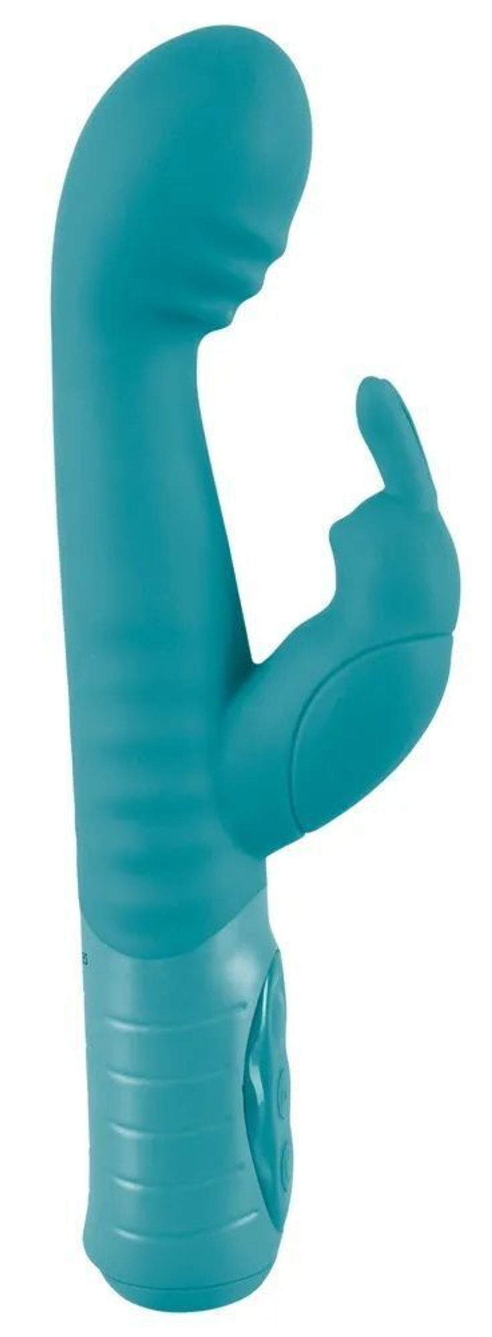 Бирюзовый вибратор-кролик Doppelkopf - 22 см. (Цвет: бирюзовый)