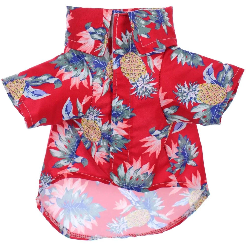 Рубашка для собак и кошек малых и средних пород «СТИЛЬНЫЙ БРО», цвет красный, принт ананасы с цветами, размер L