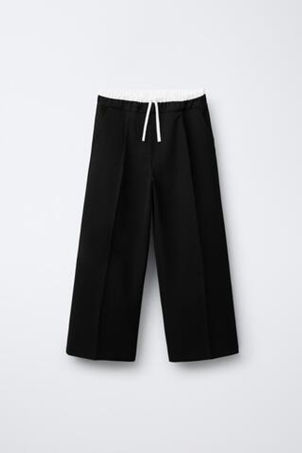 ZARA БРЮКИ С ДВОЙНЫМ ПОЯСОМ, ЧЕРНЫЙ