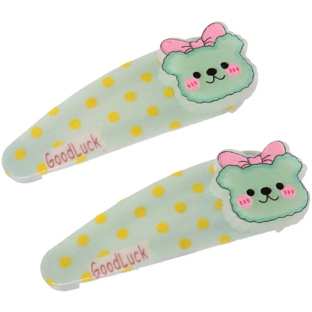 Зажимы для волос детские 2шт «Happy smile», мишка с бантиком, микс 4 цвета, 5*2см