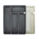 Лоток для столовых приборов раздвижной 373х287х49мм (серый)