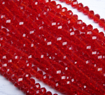БП009НН68 Хрустальные бусины "рондель", цвет: красный прозрачный, 6х8 мм, кол-во: 39-40 шт.
