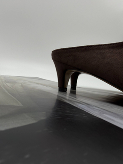 Мюли на каблуке женские экокожа арт. 416-8 цвет"коричневый"