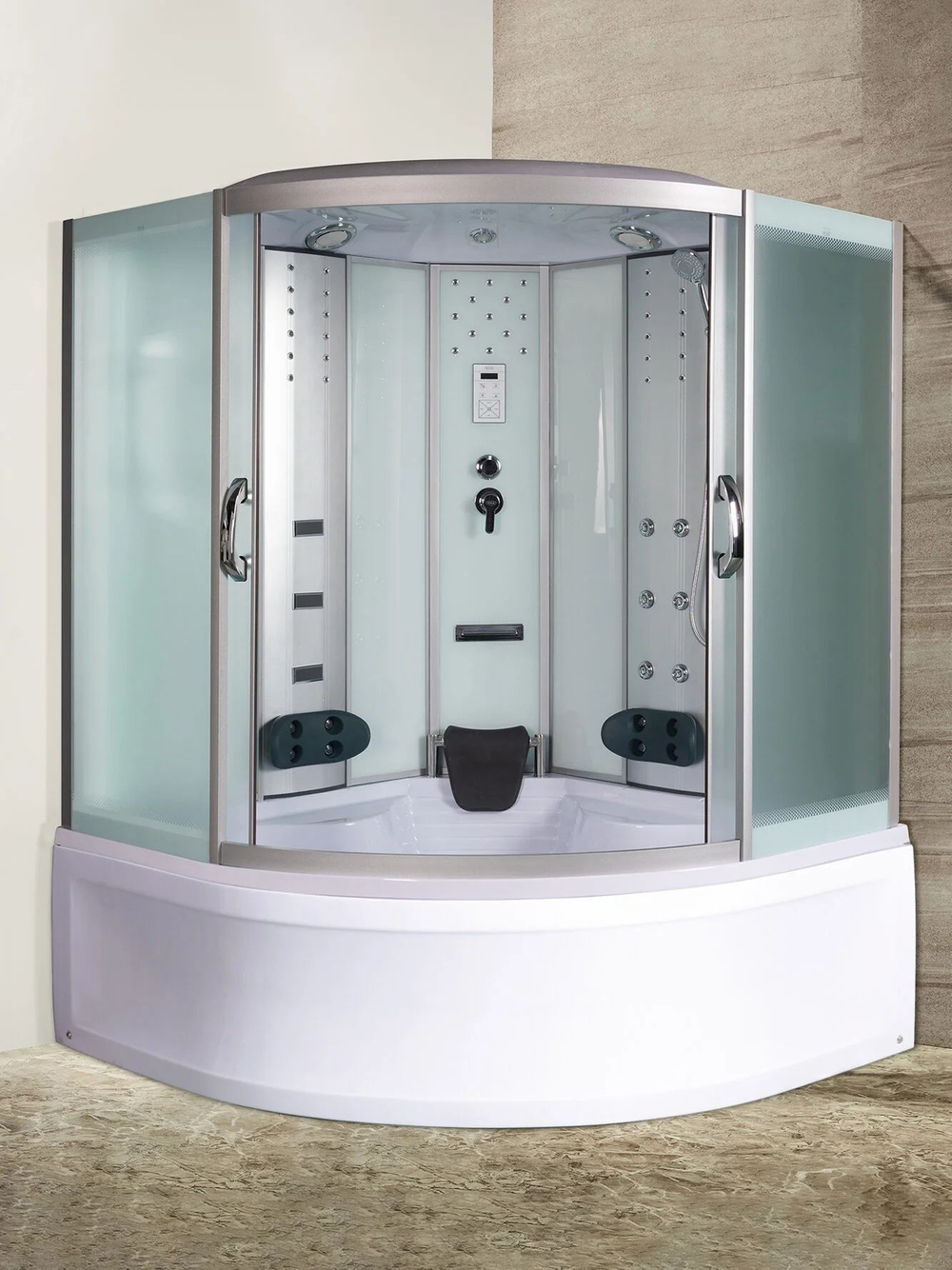 Душевая кабина RIVER  TEMZA 150/150/55 MT 150х150 см,  матовое стекло, поддон высокий, гидромассаж, радио