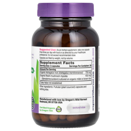 Oregon's Wild Harvest, Астрагал рейши, 90 веганских капсул