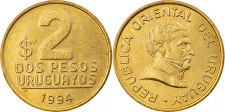 Уругвай 2 песо, 1994 Хосе Хервасио Артигас XF