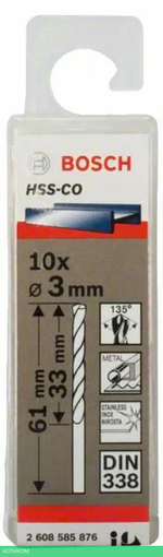 Сверло Bosch HSS-CO Standard 3.0 мм по металлу (-10-) 2.608.585.876