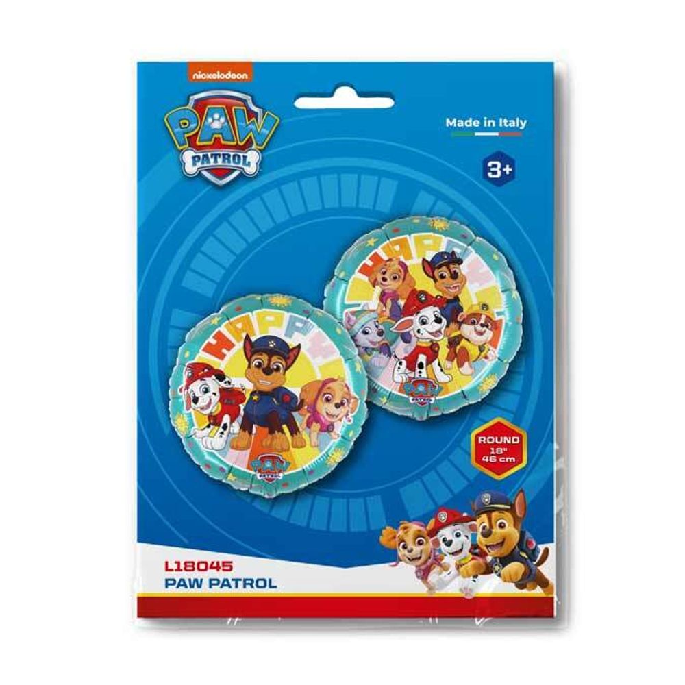 Шар (18''/46 см) Круг, Щенячий Патруль, Счастливая команда, 1 шт. в упак.