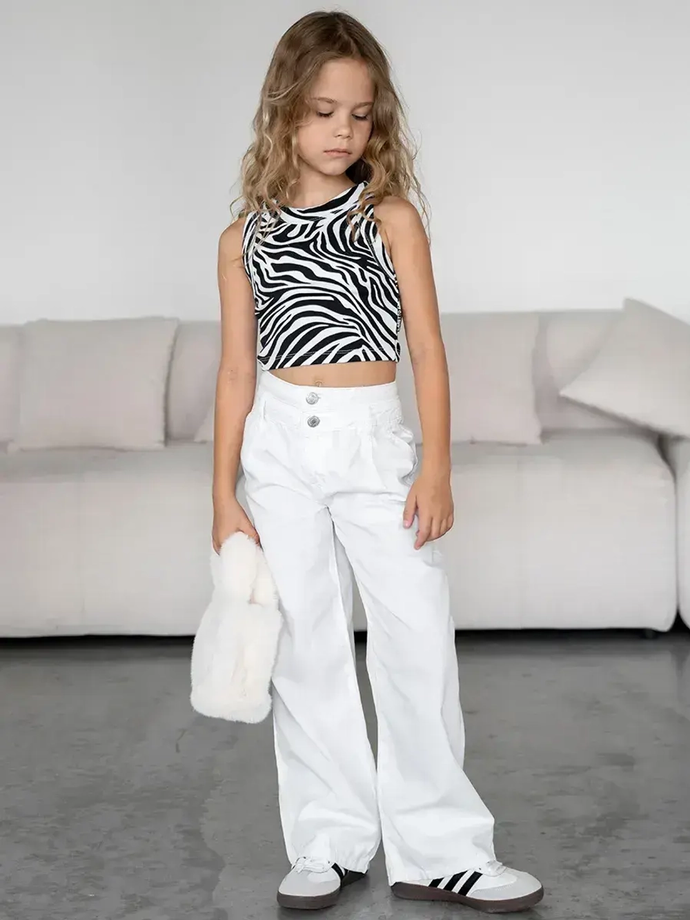 Летний кроп топ трикотажный детский