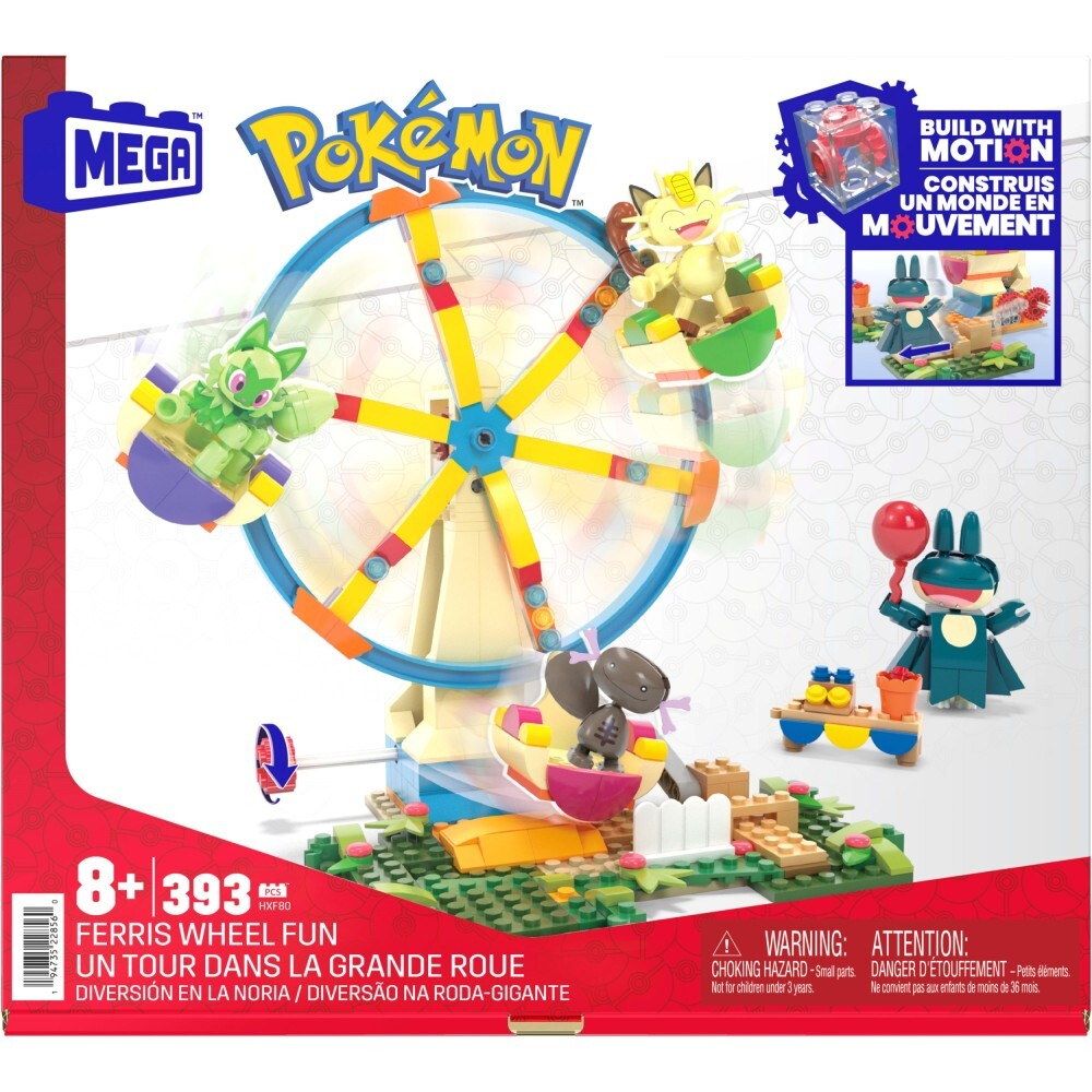 MEGA Pokemon - Колесо обозрения + 4 фигурки Строительные блоки 393 элемента. HXF80 / артикул   HXF80  / GTIN 194735228560