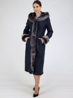 Дубленка зимняя натуральная с капюшоном длинная и теплая